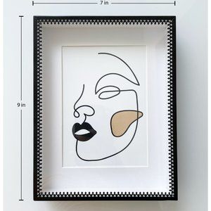 5x7 Print Framed Contour Woman's Face Abstract